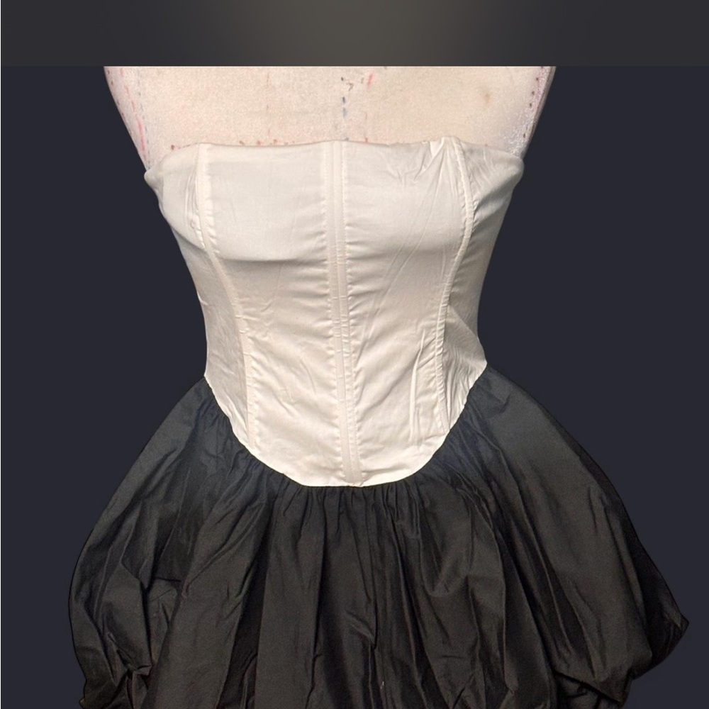 Fashion Nova White Strapless Bustier with Black Bubble Skirt - Picture 2 of 8